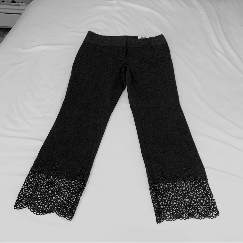 Alfani Lace Hem Slim Leg Black
